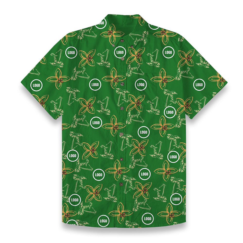 Custom Company Logo Men's Hawaiian Cotton Shirt 4